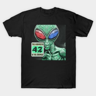 Alien Hitchhikers Humor 42 Joke T-Shirt